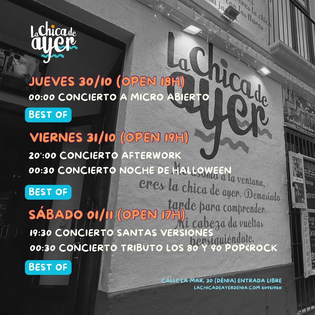 Conciertos en La Chica de Ayer, Dénia