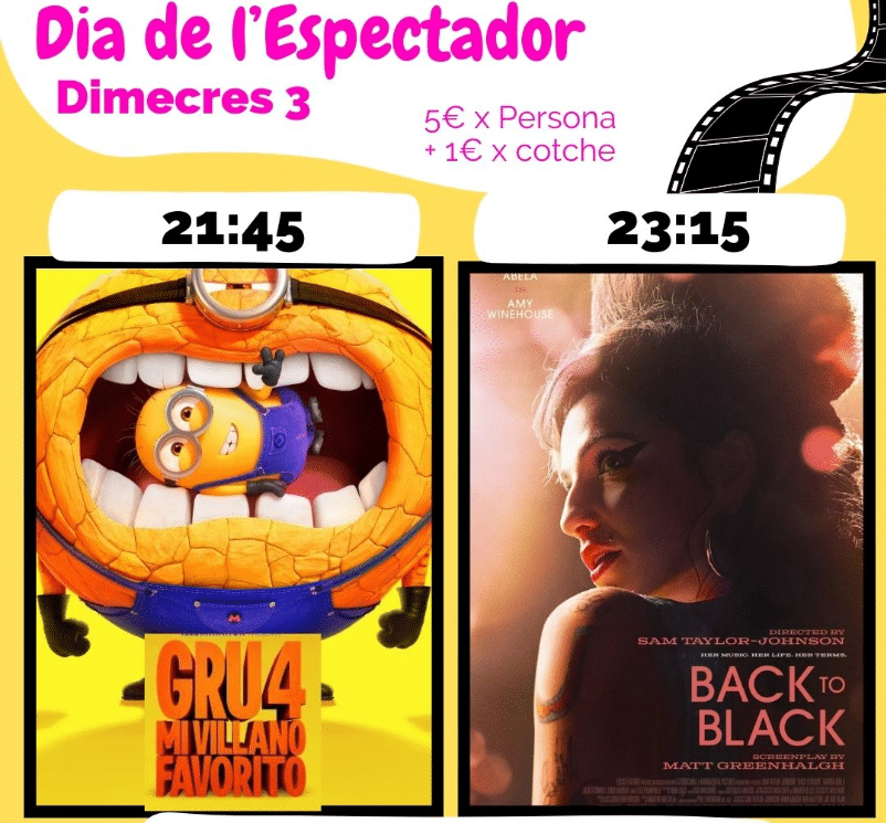 Día del espectador con películas Gru y Back to Black