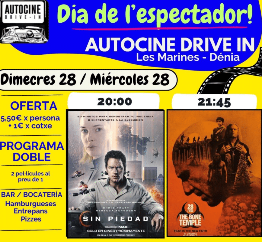 Cartel promocional del autocine Drive In en Dénia