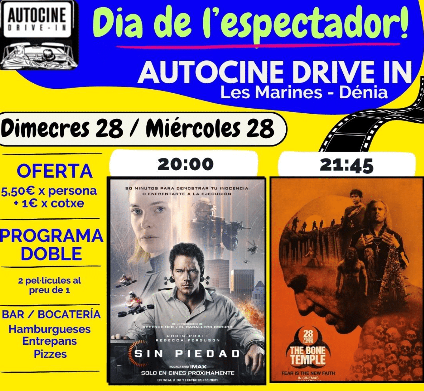 Cartel promocional del autocine Drive In en Dénia