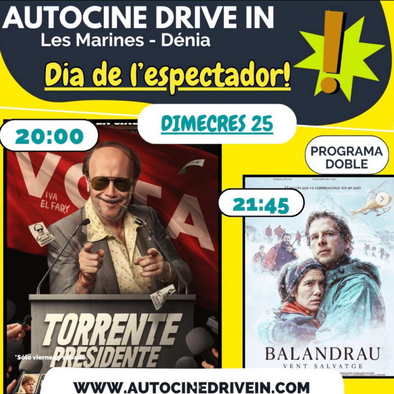 Cartel autocine Dénia con doble sesión