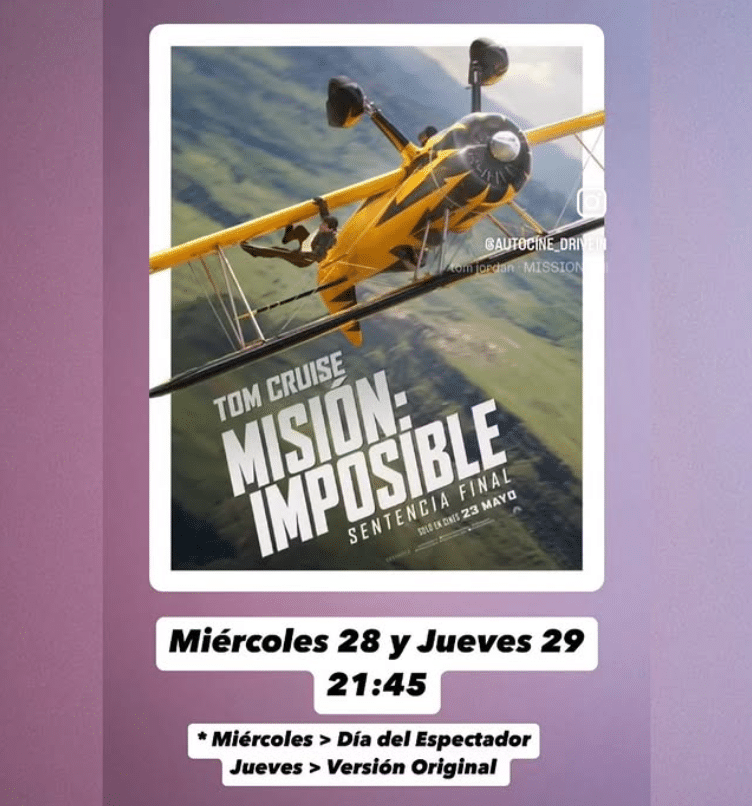 Anuncio película Misión Imposible en autocine