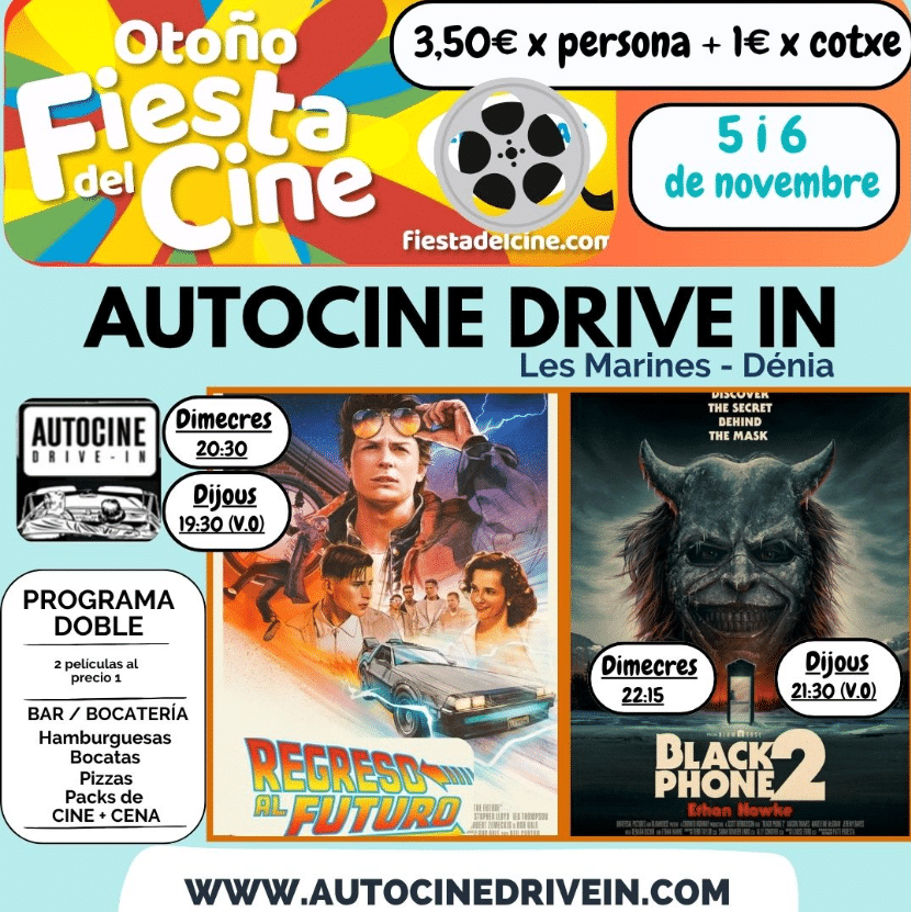 Cartel del autocine en Les Marines, Dénia.