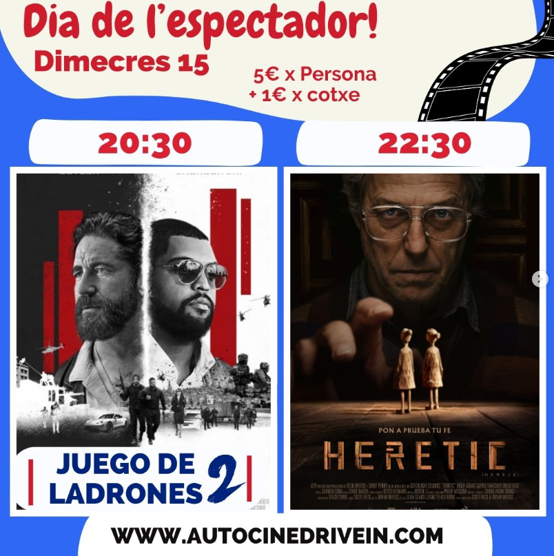 Cartel películas Autocine miércoles 15: Juego de Ladrones 2, Heretic