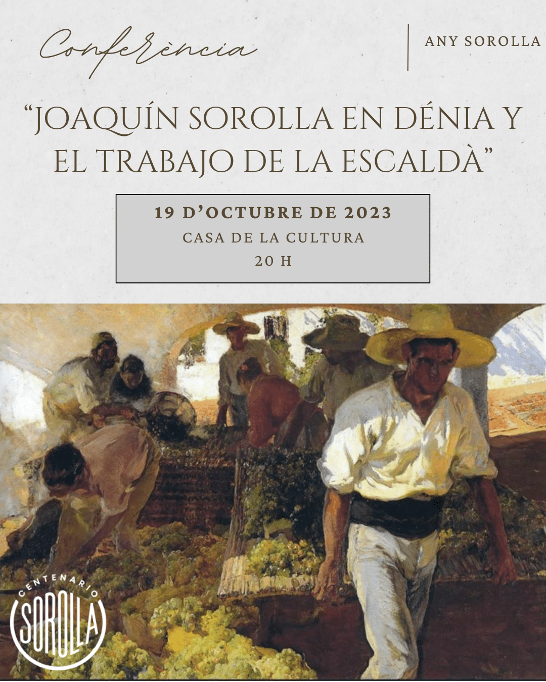 Conferencia: JOAQUÍN SOROLLA EN DÉNIA Y EL TRABAJO DE L’ESCALDÀ