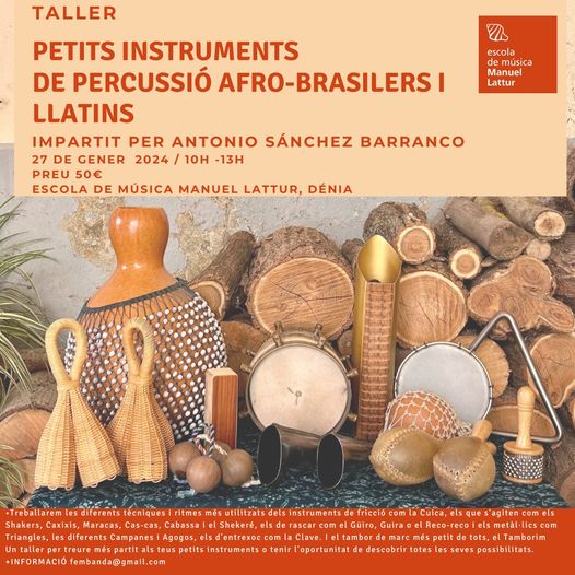 Taller: petits instruments de percussió afro-brasilers i llatins