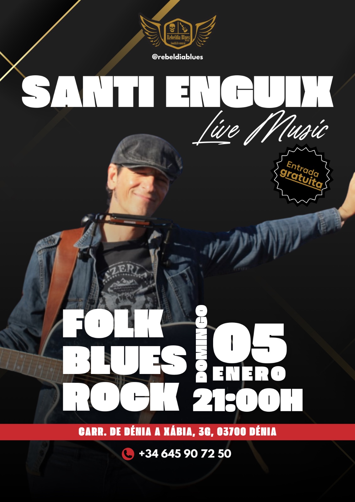 Concierto gratuito música folk blues rock en Dénia.