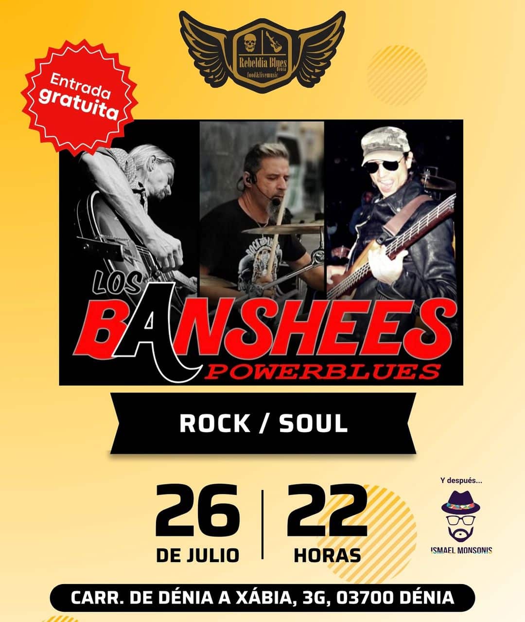 Concierto Los Banshees, entrada gratuita, 26 julio, Xàbia.