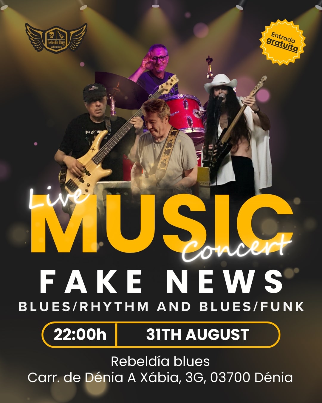 Concierto de Fake News en Dénia, 31 de agosto, 22:00h