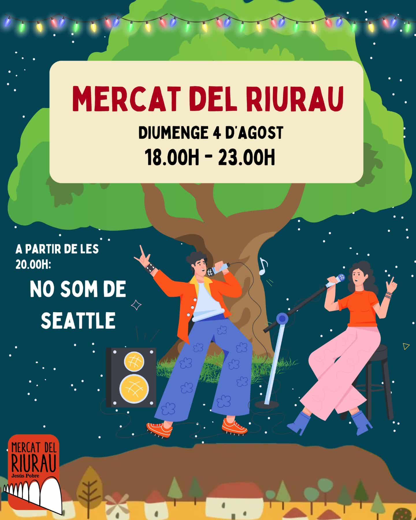 Cartel Mercat del Riurau, evento concierto.