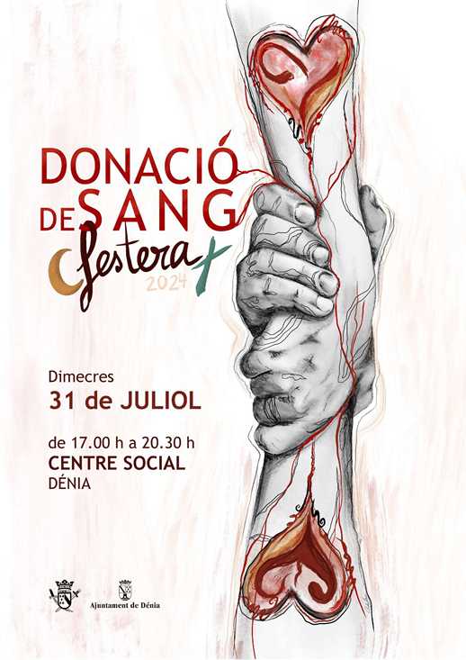 Cartel de donación de sangre en Dénia, 2024.