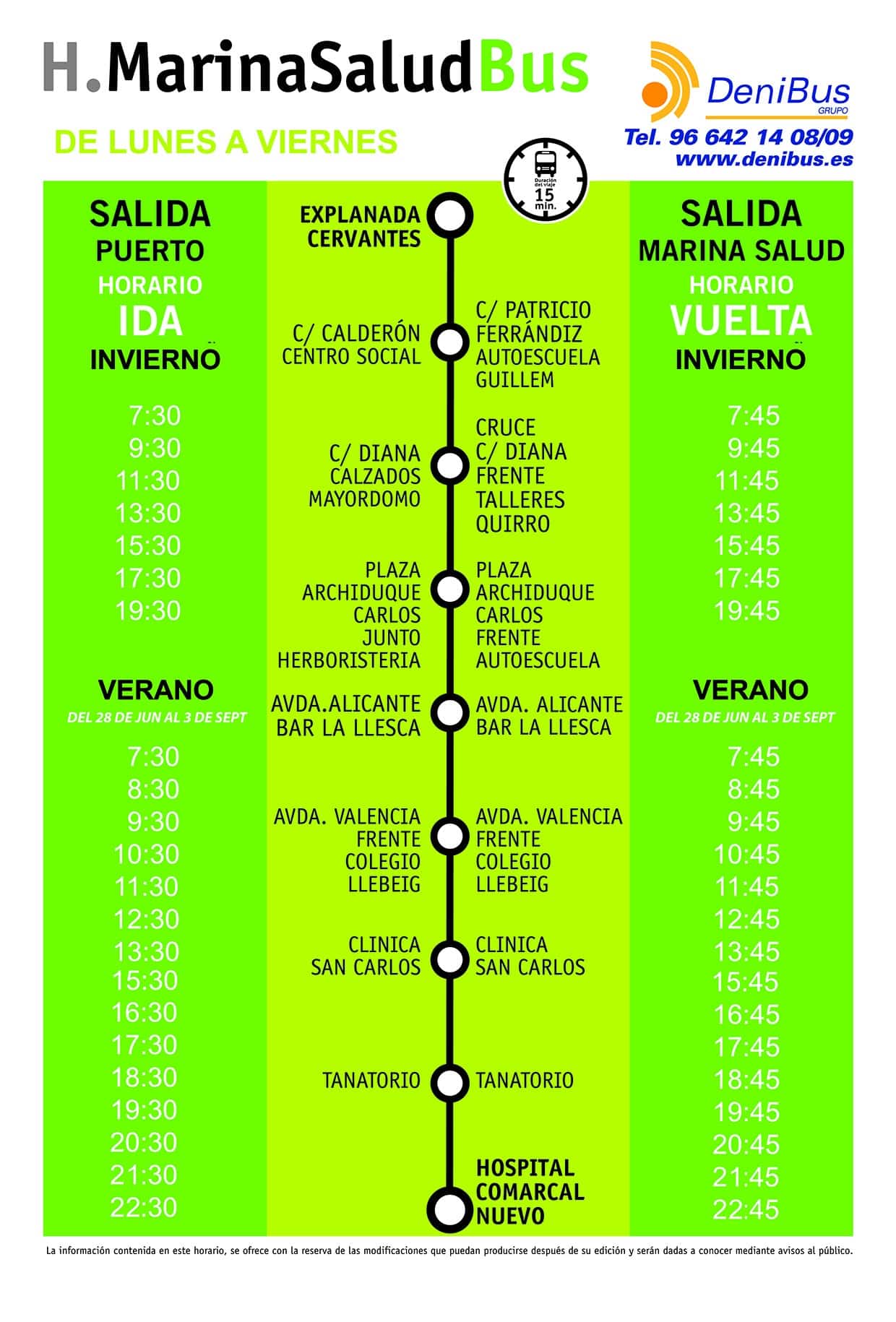 Horarios bus urbano Denia Marina Salud.