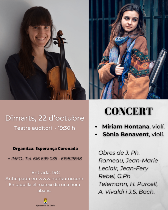 Concierto de violín en Dénia el 22 de octubre