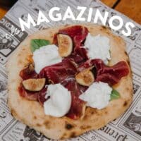 Pizza con jamón, higos y queso en Els Magazinos