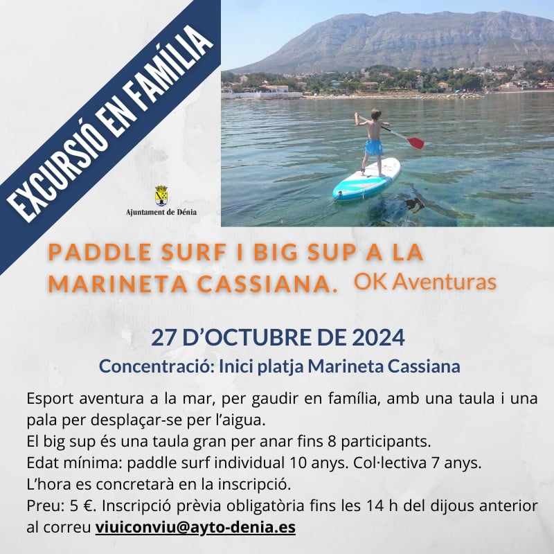 Excursión de paddle surf en familia en Dénia.