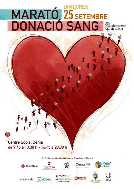 Maratón donación de sangre, 25 de septiembre en Dénia.