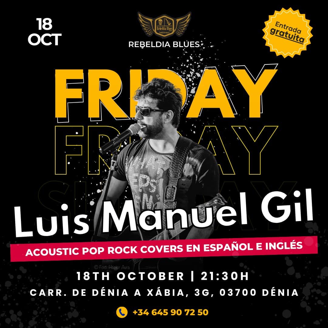 Concierto acústico Luis Manuel Gil en Dénia, 18 octubre.