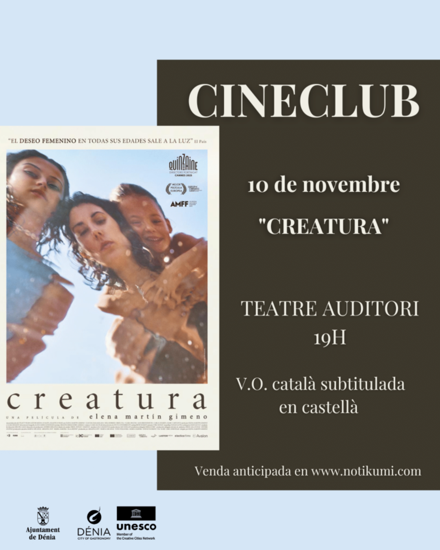 Cartel Cineclub película CREATURA, 10 noviembre.