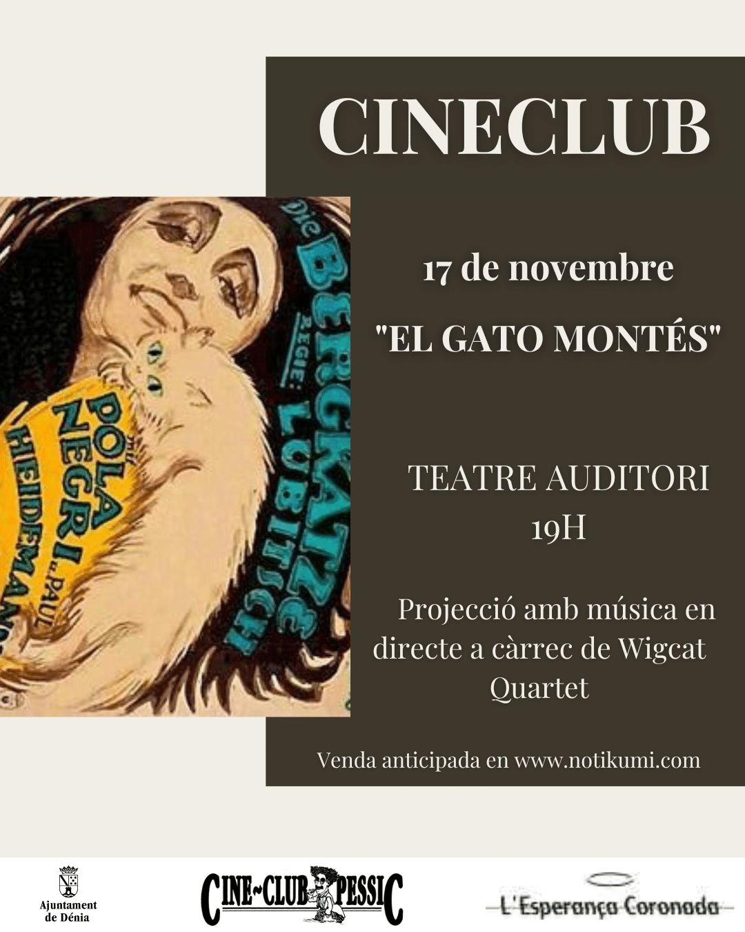 Cartel evento cineclub Dénia: El Gato Montés