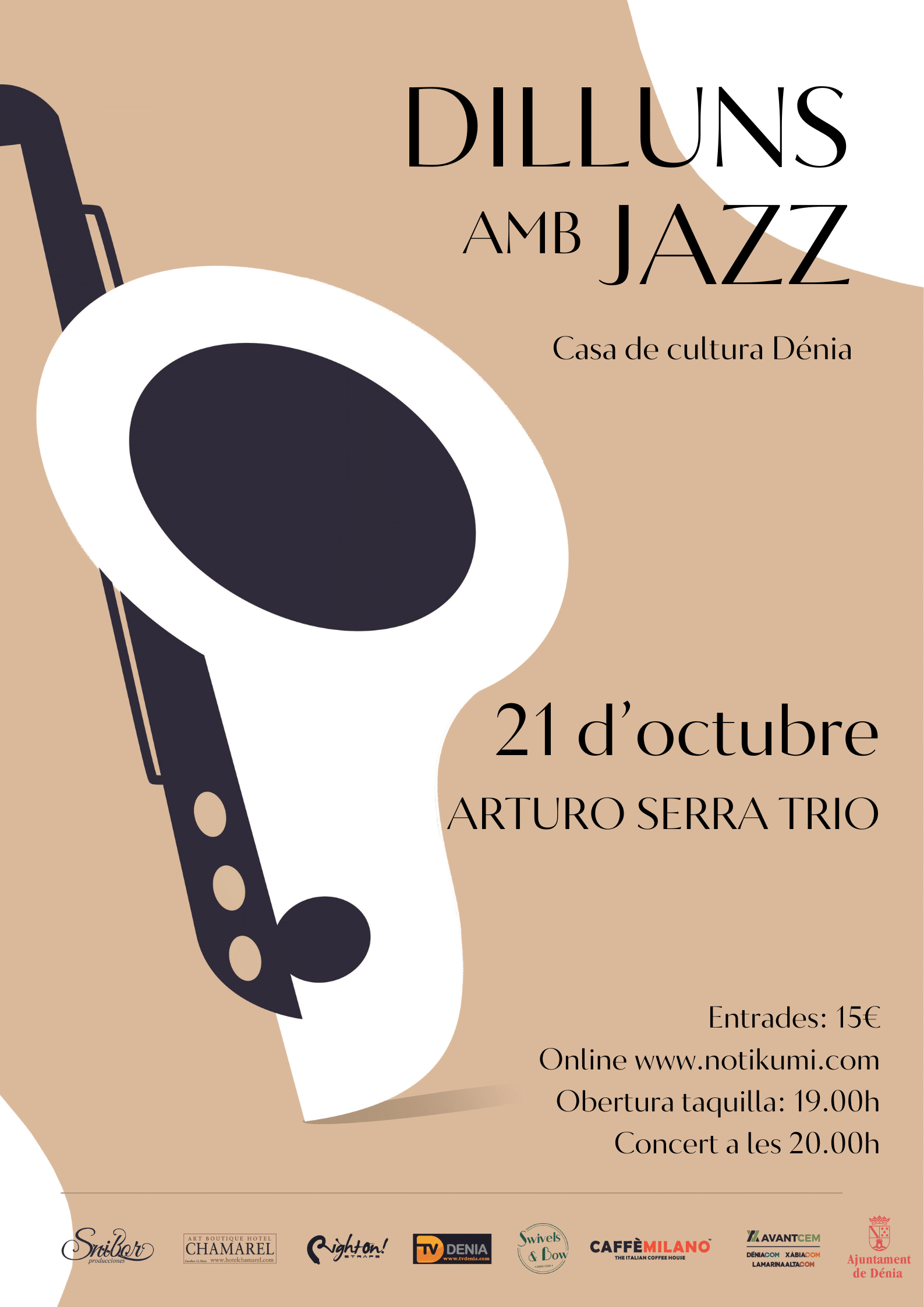 Cartel concierto jazz en Dénia, 21 octubre.