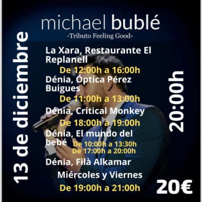 Cartel concierto tributo a Michael Bublé 13 diciembre.