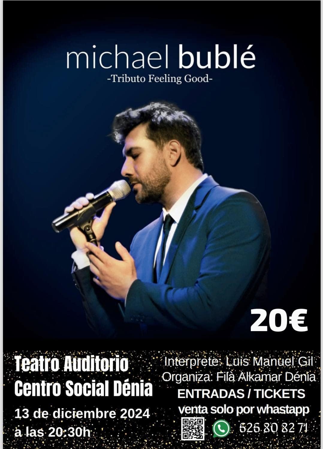 Concierto tributo a Michael Bublé en Dénia, 2024.