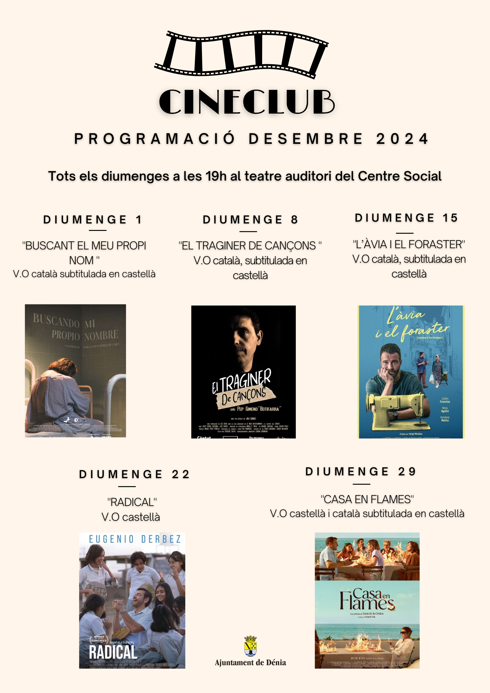 Programación Cineclub diciembre 2024 en Dénia.