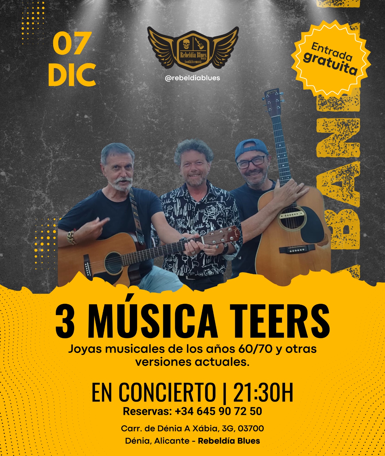 Concierto de 3 Música Teers, 7 diciembre.