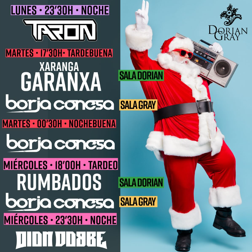 Eventos musicales en sala Dorian y Gray por Navidad.