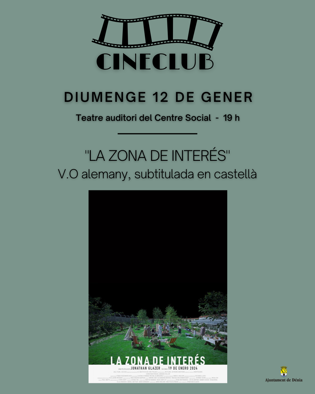 Cartel Cineclub: La Zona de Interés, 12 enero.