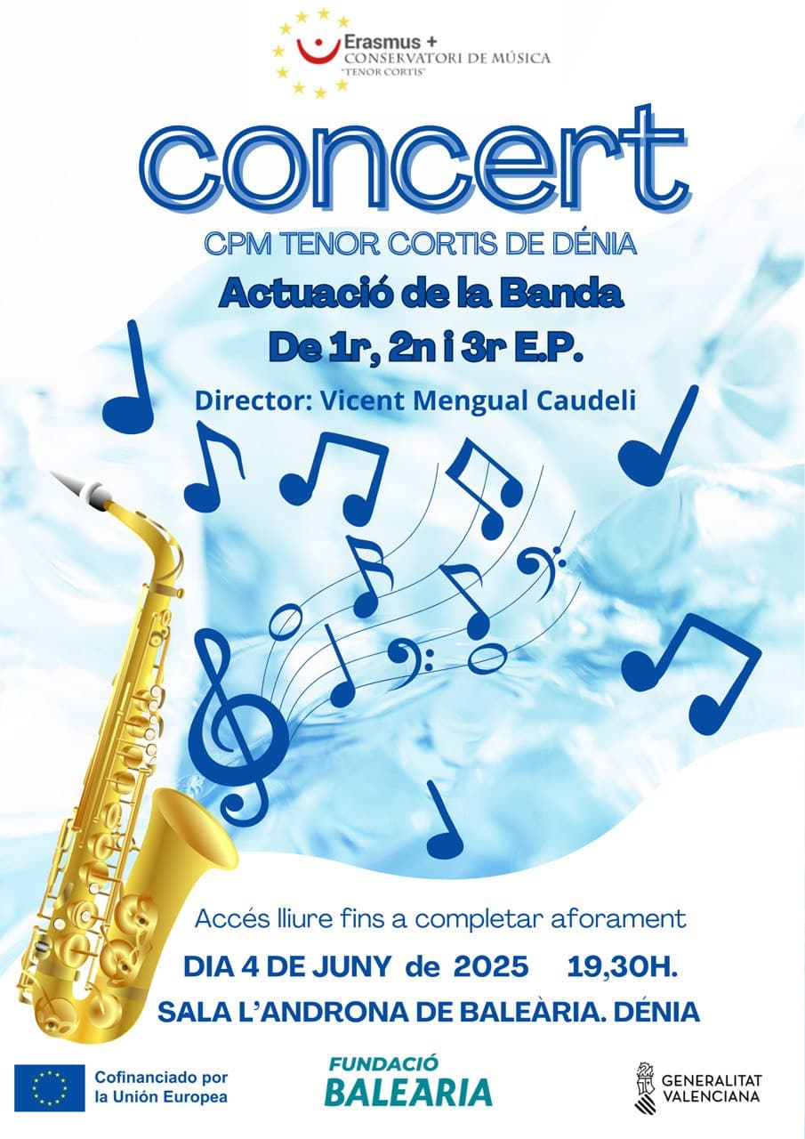 Cartel concierto banda escolar de Denia, 2025.