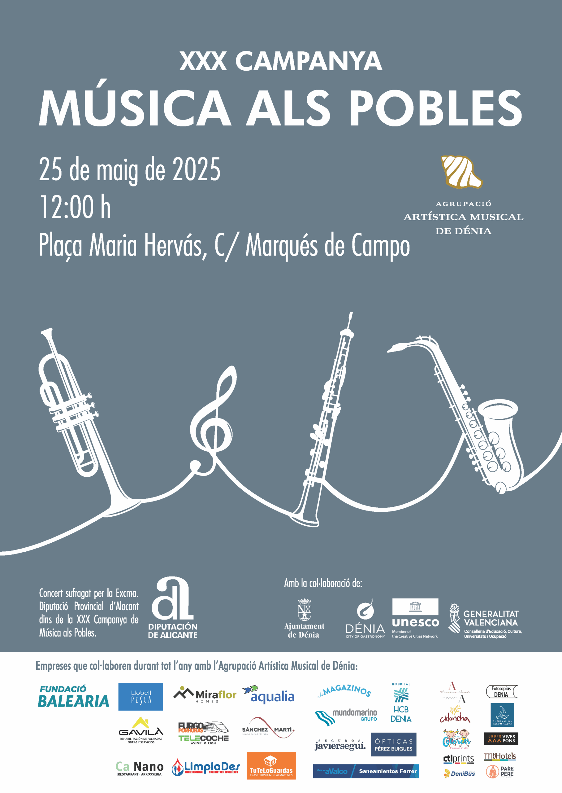 Cartel concierto Música als Pobles 2025 Denia.