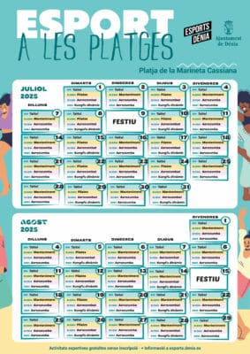 Calendario actividades deportivas playa julio agosto 2025