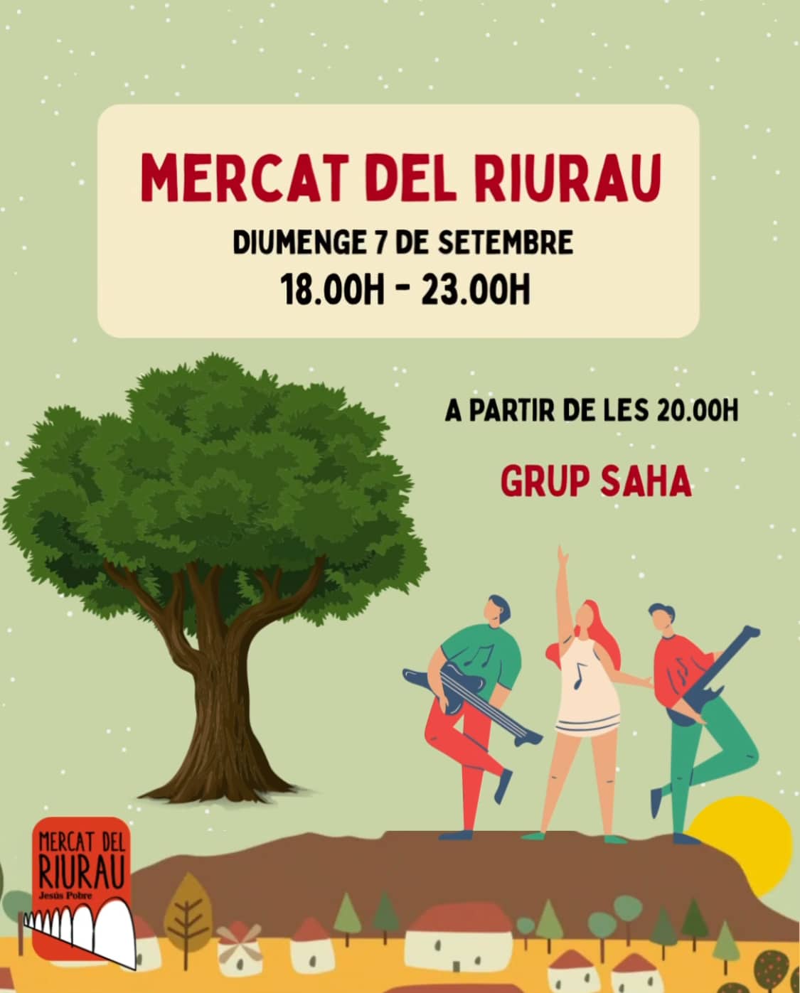 Cartel del Mercat del Riurau con Grupo Saha.