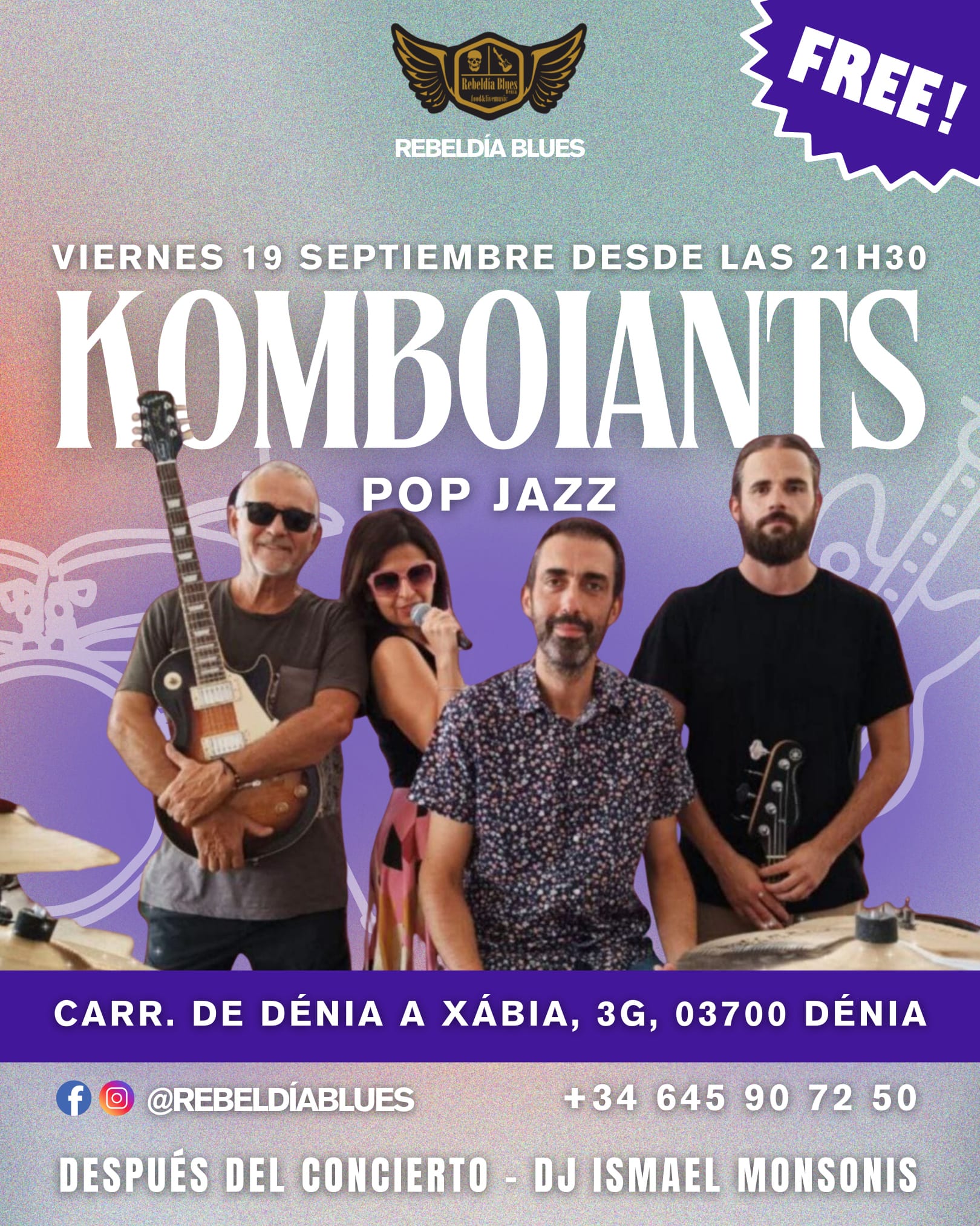 Concierto de Komboiants en Dénia, pop jazz gratis