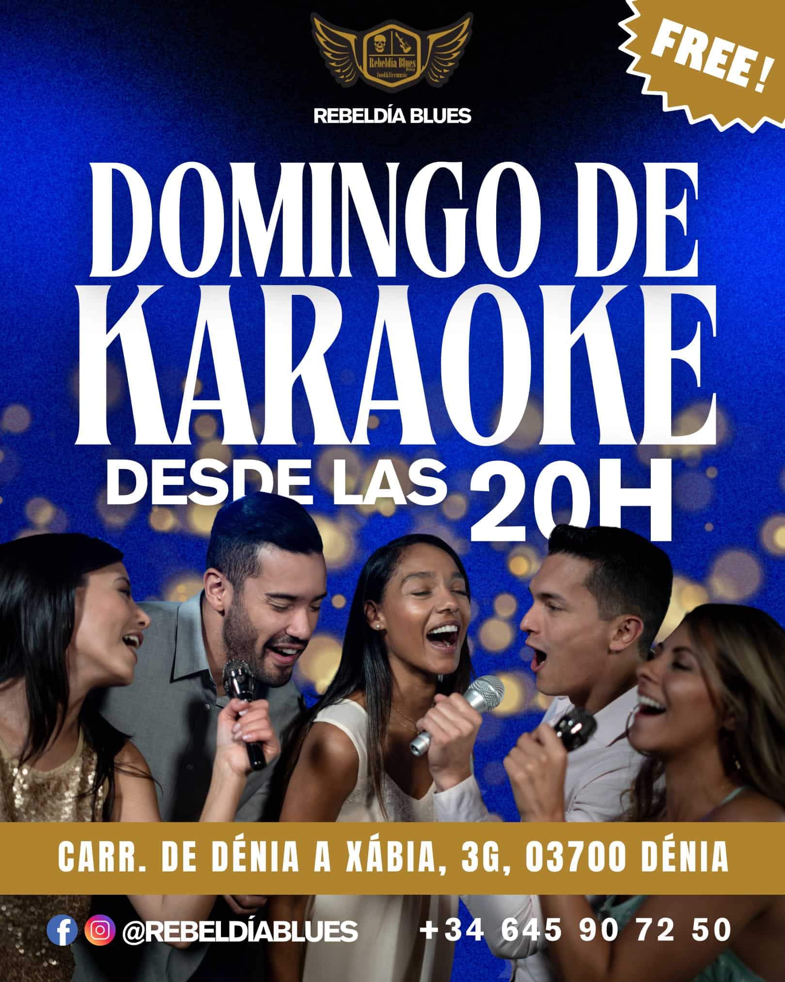 Evento de karaoke en Dénia, domingo noche.