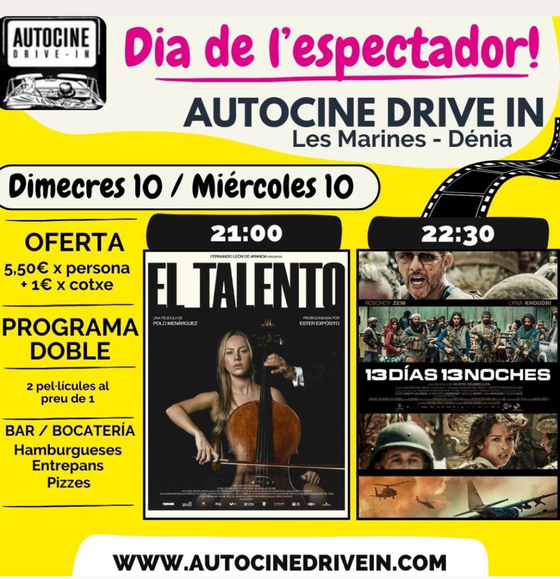 Día del espectador en autocine, películas y ofertas.