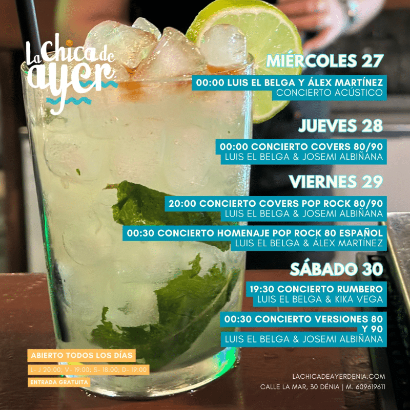 Eventos musicales en La Chica de Ayer Dénia.