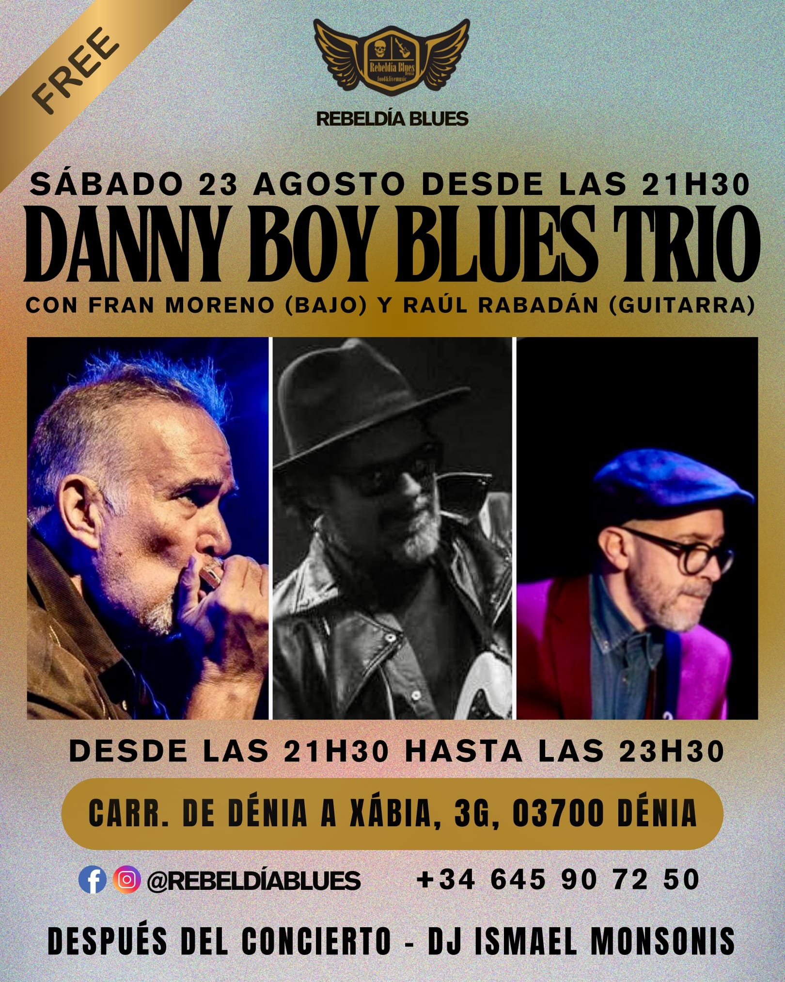 Concierto Rebeldía Blues Dénia 23 agosto 21:30h