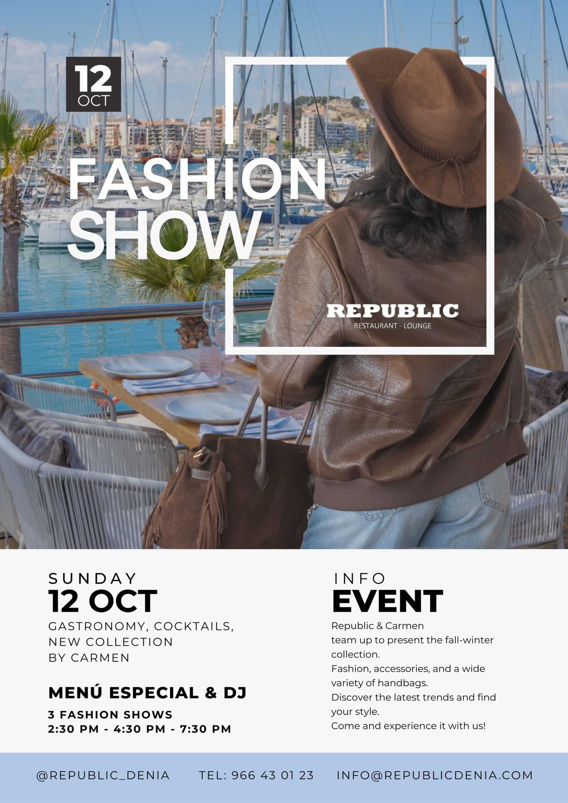 Desfile de moda en Republic Restaurant Lounge, 12 octubre.