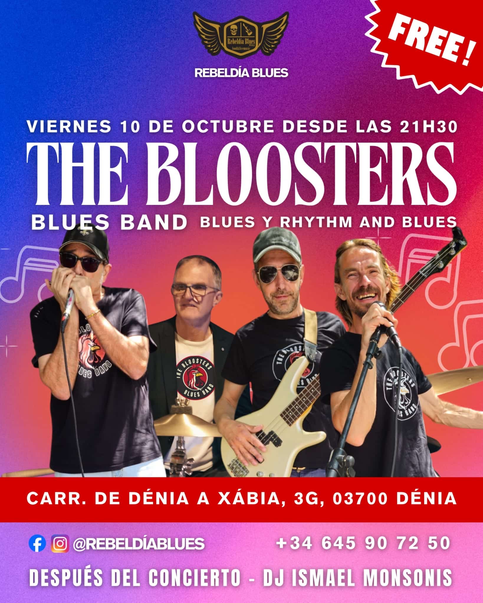 Concierto de The Bloosters en Dénia, blues gratis.