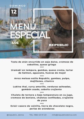 Menú especial en restaurante frente al mar, 45€.