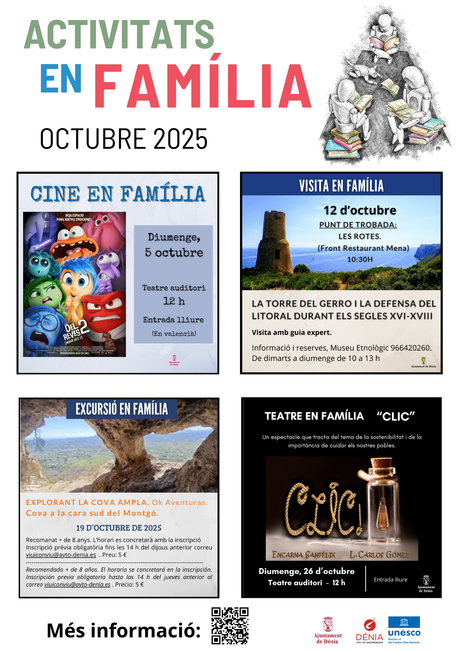 Cartel de actividades familiares en Denia, octubre 2025.