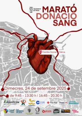 Cartel maratón donación de sangre en Dénia 2025