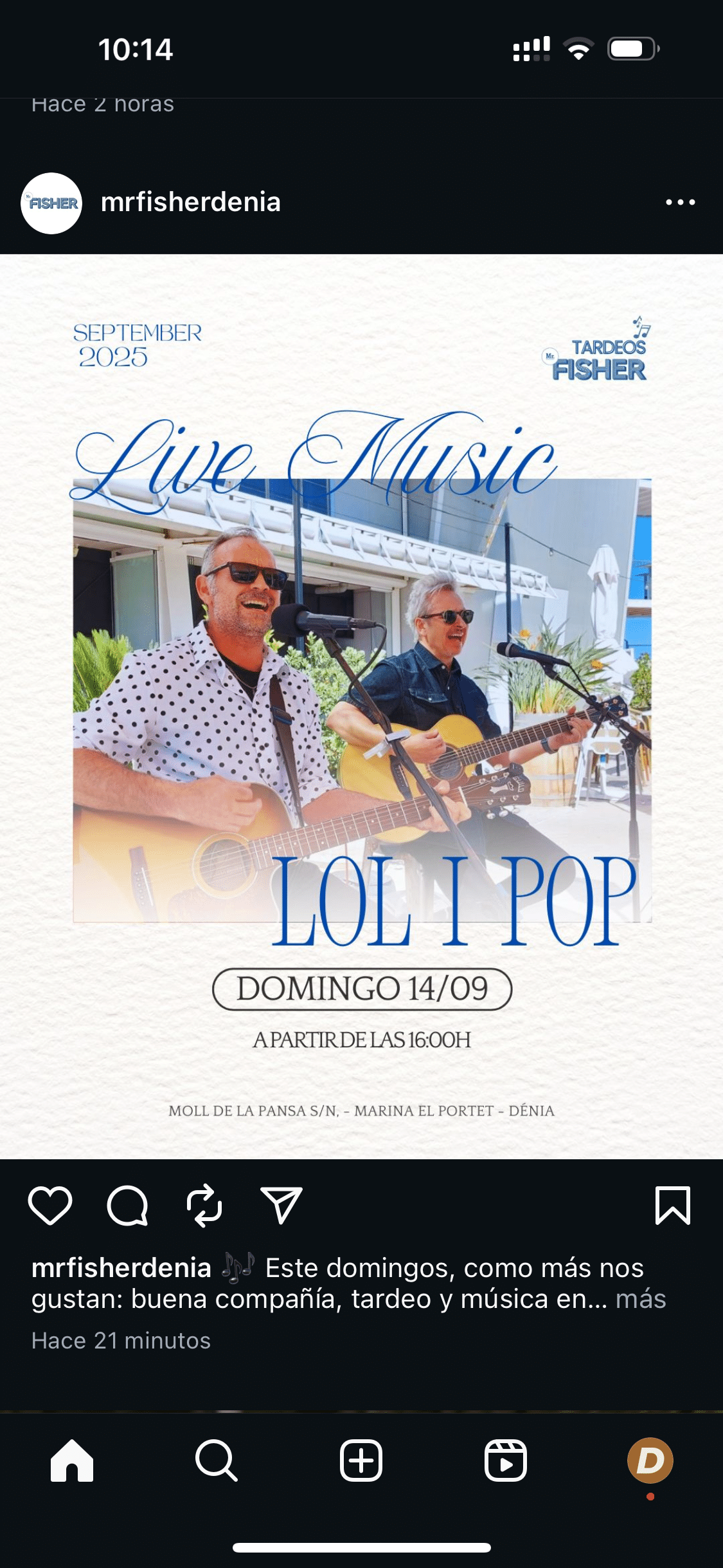 Concierto al aire libre en Dénia, septiembre 2025.