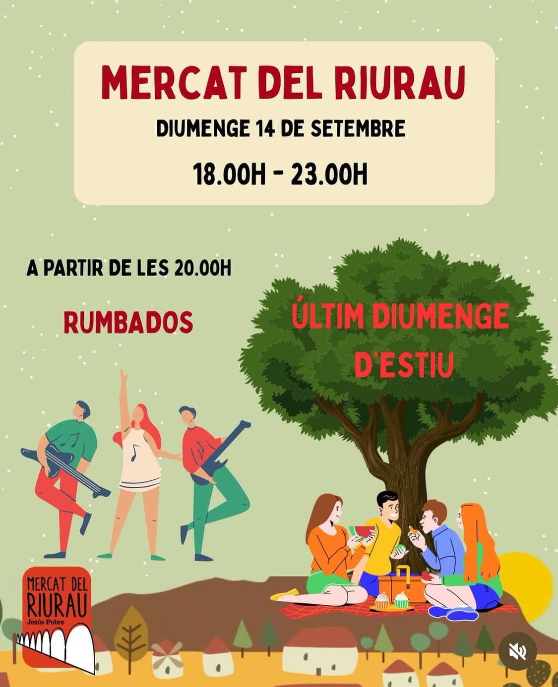 Cartel Mercat del Riurau, música y picnic al aire libre.