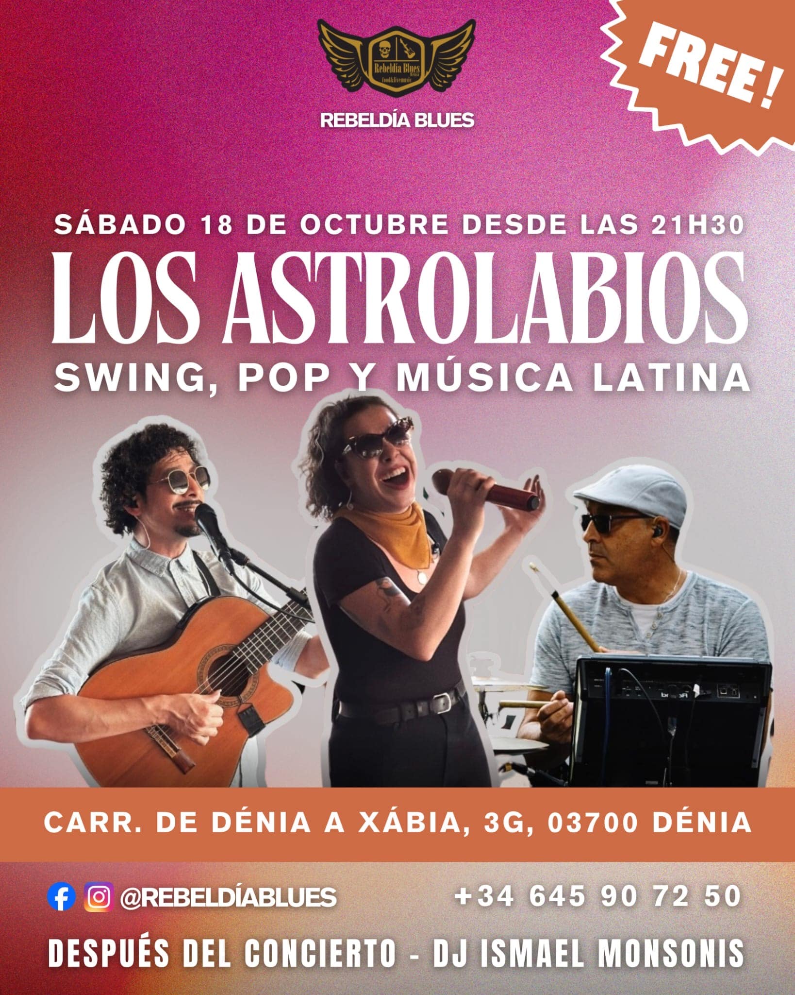 Concierto Los Astrolabios en Dénia, música y DJ.