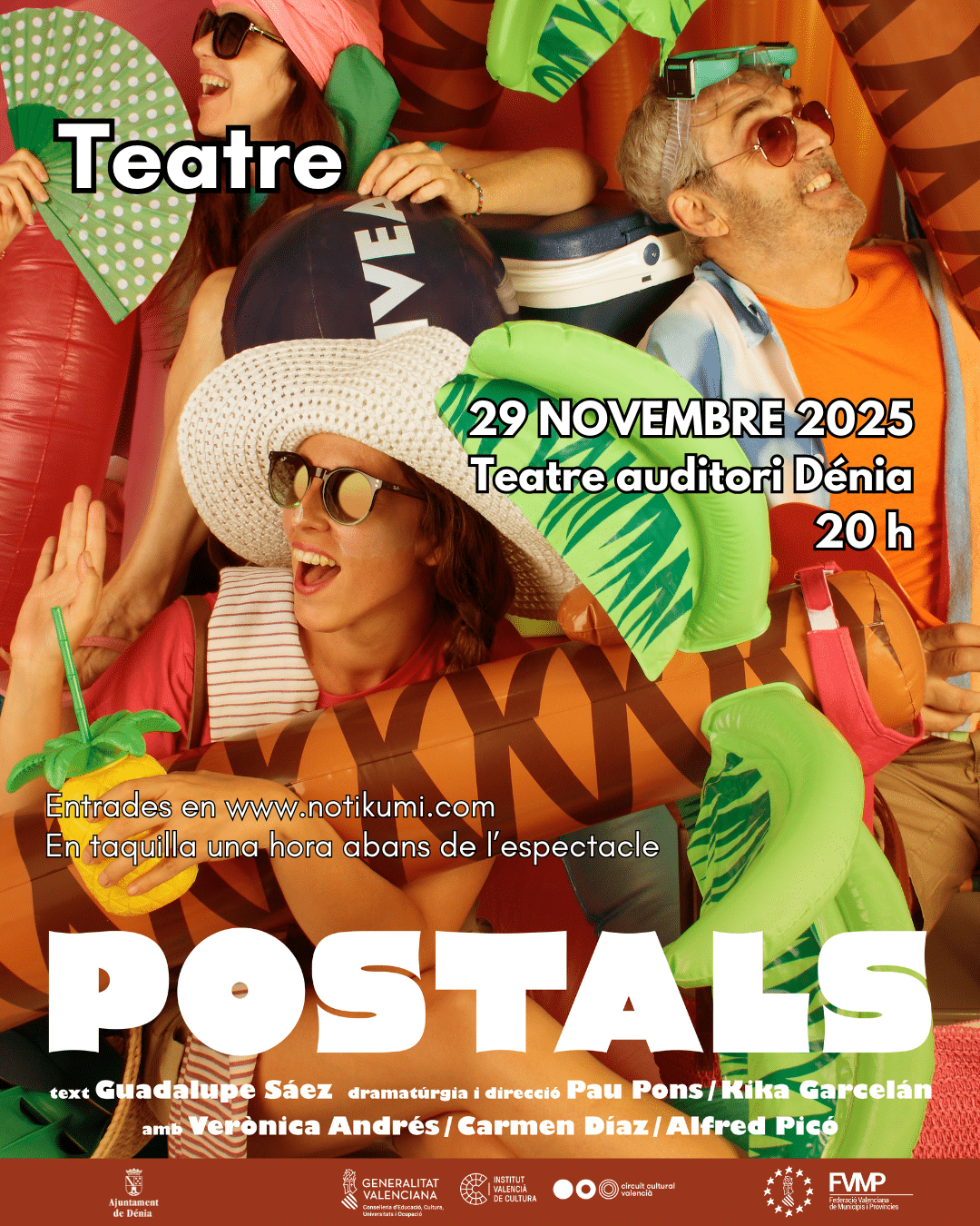 Anuncio obra de teatro 'Postals', Dénia 2025