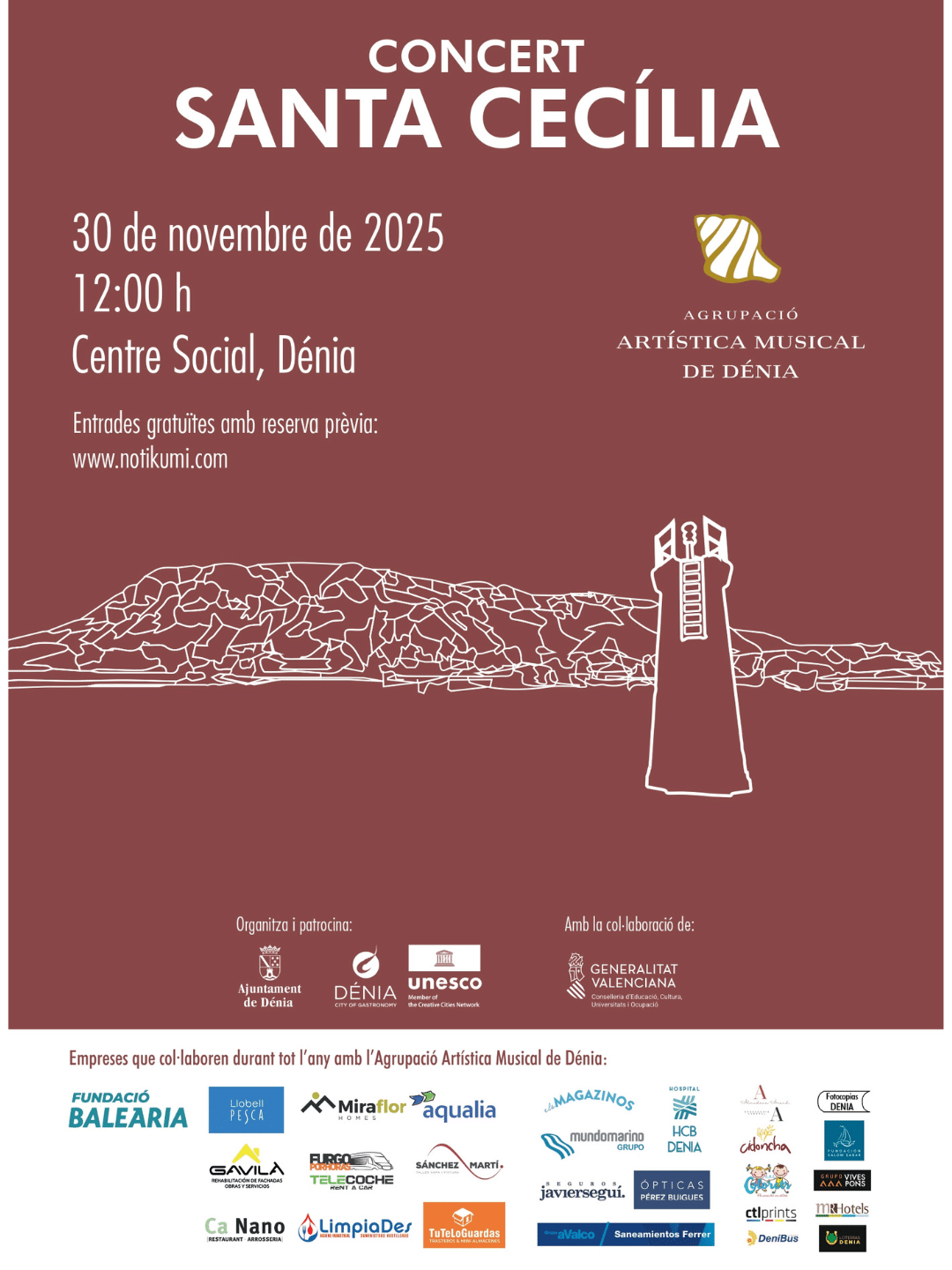 Concierto Santa Cecilia, Dénia, 30 noviembre 2025.