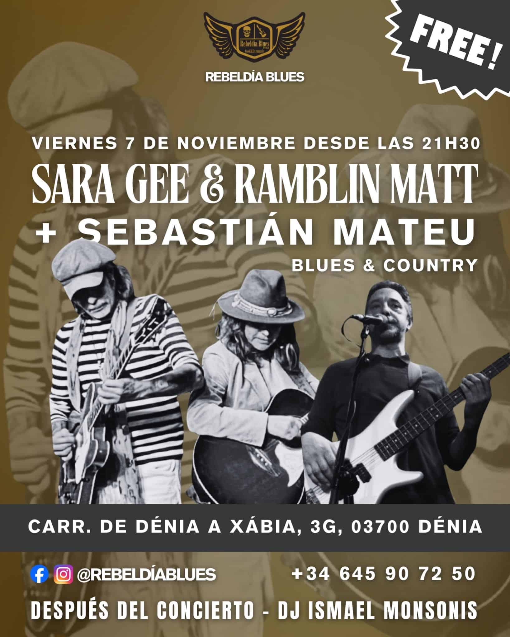 Cartel concierto blues en Dénia, 7 noviembre.